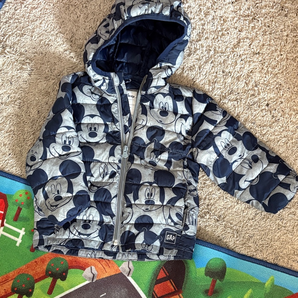 GAP Navy and Gray Mickey Mouse Hooded Jacket 2T